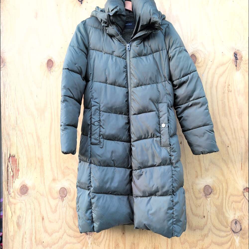 The Lucky Brand Trench Puffer Parka Winter Coat Olive Green Women's Small
